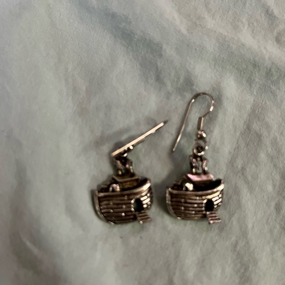Silver Noah’s Ark earrings